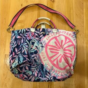 Lilly Pulitzer Pink and Navy Tropical Weekender